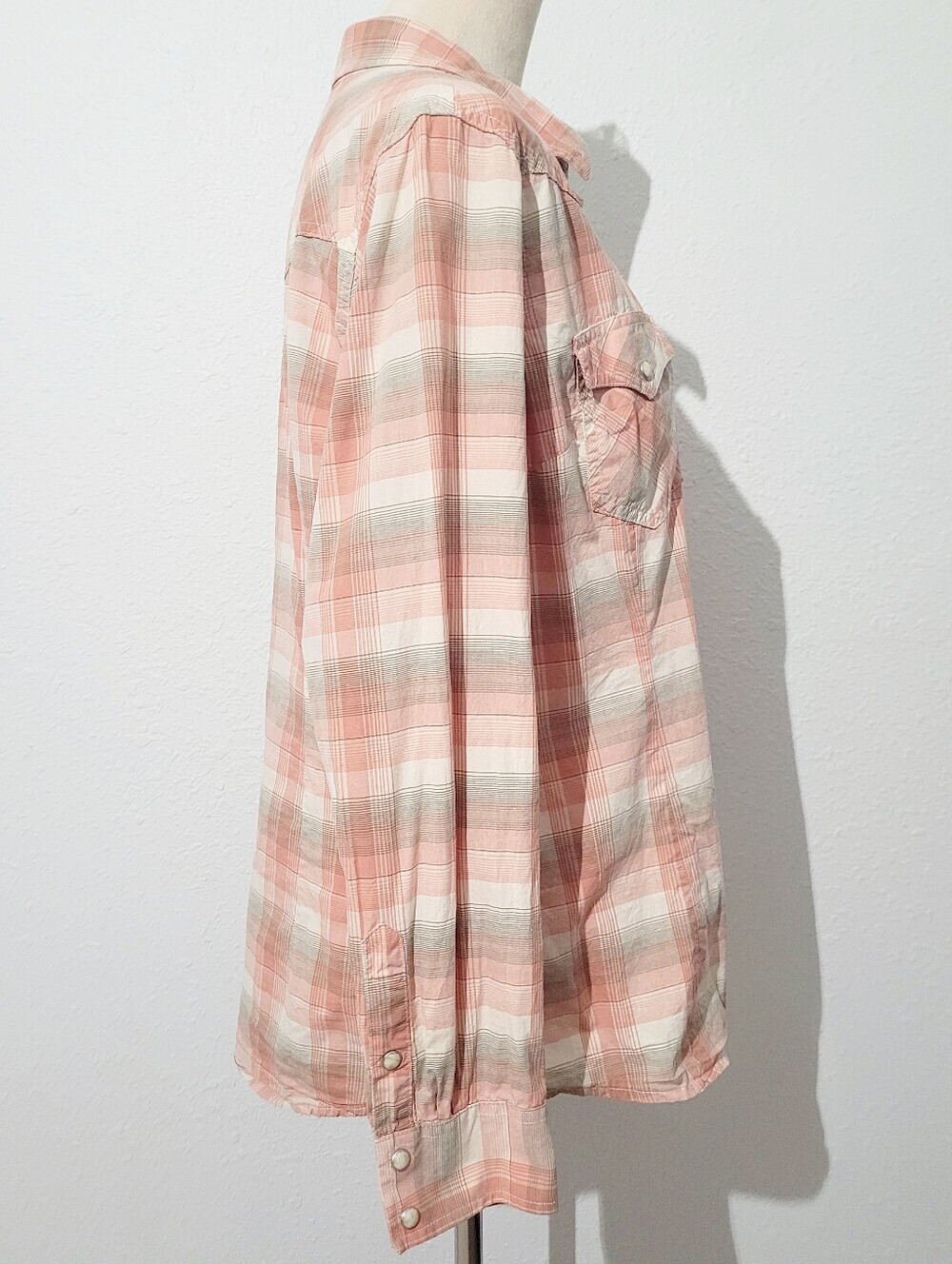 Wrangler Retro Western Plaid Snap Front Shirt Womens Size Large Pink 100% Cotton - Picture 4 of 14